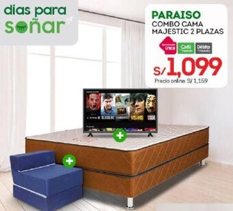 Tottus Paraiso Combo Cama Majestic 2 Plazas oferta