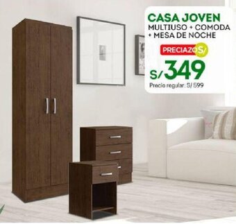 Tottus Casa Joven Multiuso + Comoda + Mesa de Noche oferta