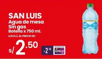 Vega San Luis Agua de Mesa sin Gas botella x 750ml oferta