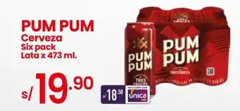 Vega Pum Pum Cerveza six pack lata x 473ml oferta