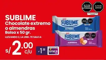 Vega Sublime Chocolate Extremo o Almendras bolsa x 50g oferta