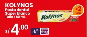 Vega Kolynos Pasta Dental Super Blanco tubo x 60ml oferta