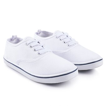 Tottus Zapatilla escolar lona infantil 32 blanco oferta