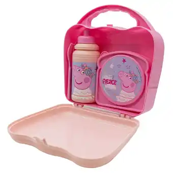 Tottus Set pp lonchera + botella + tupper + cubiertos peppa oferta