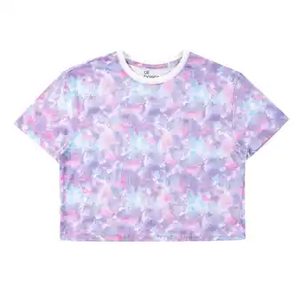 Tottus Polo crop full print mujer l morado oferta