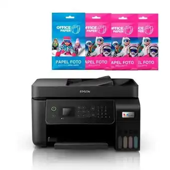 Hiraoka Impresora multifuncional 4 en 1 epson ecotank l5290 + papel foto adhesivo brillante 120g x 25 hojas jumbo + papel foto brilla oferta