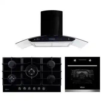 Hiraoka Cocina empotrable gn/glp klimatic aosta 90 5 hornillas + campana extractora klimatic venezia black 88.5cm + horno empotrable oferta