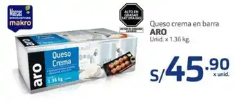 Makro Queso Crema en Barra Aro 1,36kg oferta