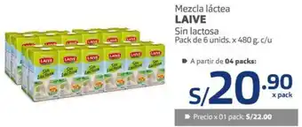 Makro Mezcla Láctea Laive Sin Lactosa 6 Unids x 480g c/u oferta
