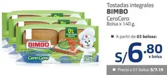 Makro Tostadas Integrales Bimbo CeroCero 140g oferta