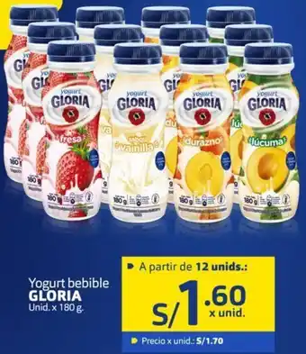 Makro Yogurt Bebible Gloria 180g oferta