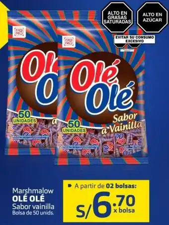 Makro Marshmalow Olé Olé Sabor Vainilla 50 Unids oferta