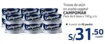 Makro Trozos de Atún en Aceite Vegetal Campomar 6 x 150g c/u oferta