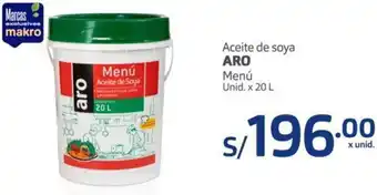 Makro Aceite de Soya Aro Menú 20L oferta