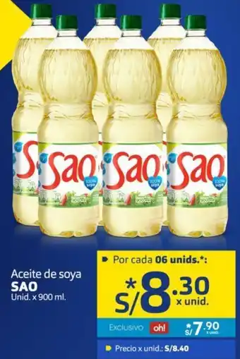 Makro Aceite de Soya Sao 900ml oferta