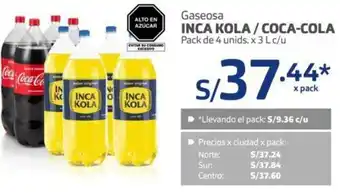 Makro Gaseosa Inca Kola / Coca-Cola 4 Unids x 3L oferta