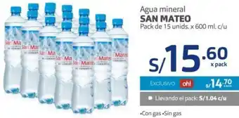 Makro Agua Mineral San Mateo 15 Unids x 600ml c/u oferta