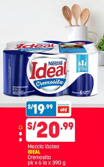 Plaza Vea Mezcla Láctea Ideal Cremosita 6 la x 390g oferta