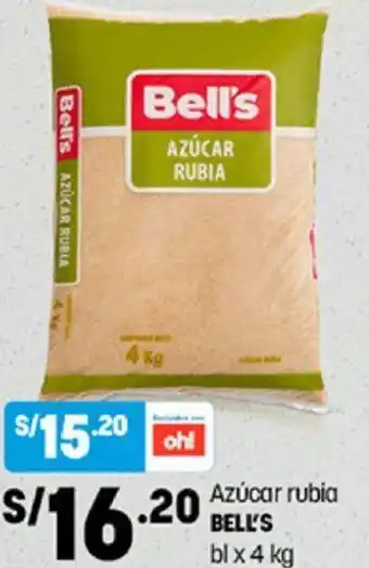 Plaza Vea Azúcar Rubia Bell's 4kg oferta