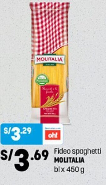 Plaza Vea Fideo Spaghetti Molitalia 450g oferta