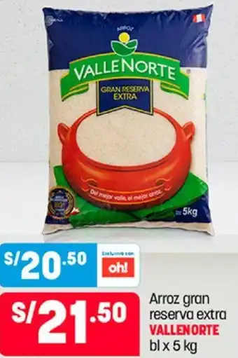 Plaza Vea Arroz Gran Reserva Extra Vallenorte 5kg oferta