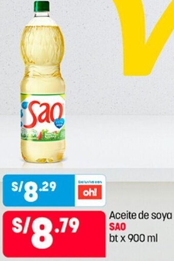 Plaza Vea Aceite de Soya Sao 900ml oferta