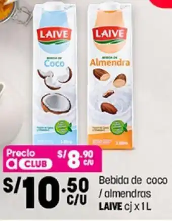 Plaza Vea Bebida de Coco/ Almendras Laive 1L oferta