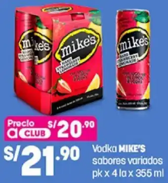 Plaza Vea Vodka Mike's Sabores Variados 4 la x 355ml oferta