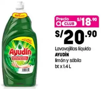 Plaza Vea Lavavajila Líquido Ayudín Limón y Sábila 1,4L oferta