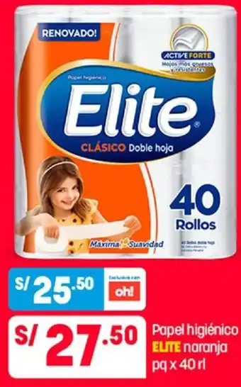 Plaza Vea Papel Higiénico Elite Naranja 40rl oferta