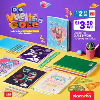 Plaza Vea Cuaderno Class & Work Modelos Variados oferta
