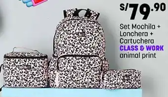 Plaza Vea Set Mochila Lonchera Cartuchera Class & Work Animal Print oferta