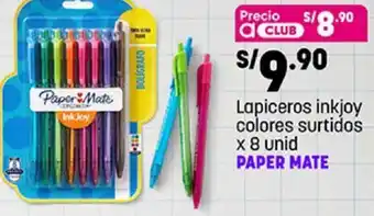 Plaza Vea Lapicero Inkjoy Colores Surtidos x 8 unids Paper Mate oferta