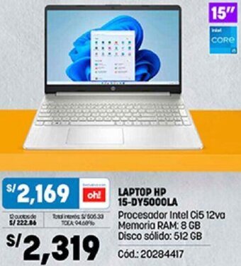 Plaza Vea HP Laptop 15-DY5000LA oferta