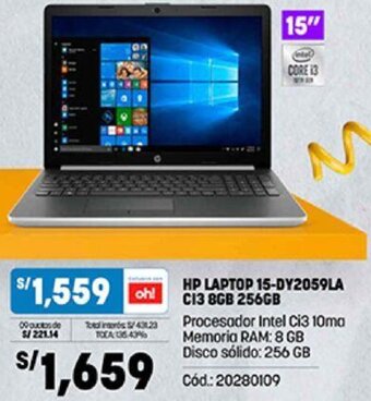 Plaza Vea HP Laptop 15-DY2059LA CI3 8GB 256GB oferta