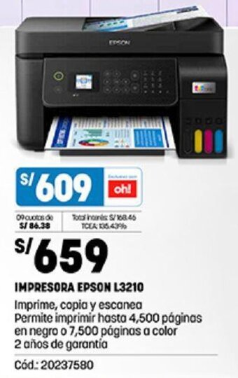 Plaza Vea Impresora Epson L3210 oferta