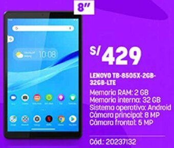 Plaza Vea Lenovo TB-8505X-2GB- 32GB -LTE oferta