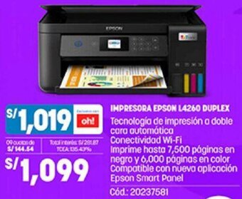 Plaza Vea Impresora Epson L4260 Duplex oferta