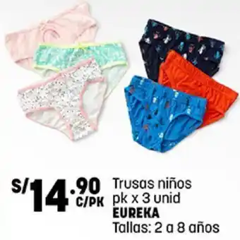 Plaza Vea Trusas Niños 3unid Eureka 2 a 8 Años oferta