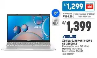 Plaza Vea Asus X515JA-EJ3619W I3-10U-8GB-256GB SS oferta
