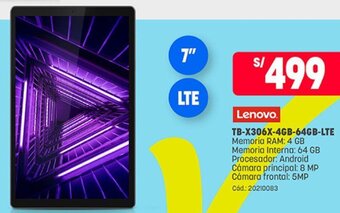 Plaza Vea Lenovo TB-X306X-4GB-64GB-LTE oferta