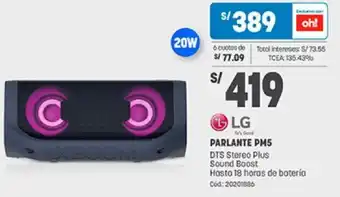 Plaza Vea LG Parlante PM5 oferta