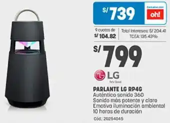 Plaza Vea LG Parlante RP4G oferta