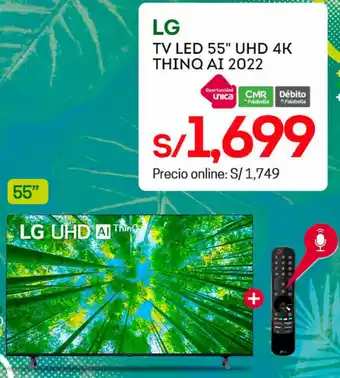 Tottus LG TV LED 55" UHD 4K Thinq AI 2022 oferta