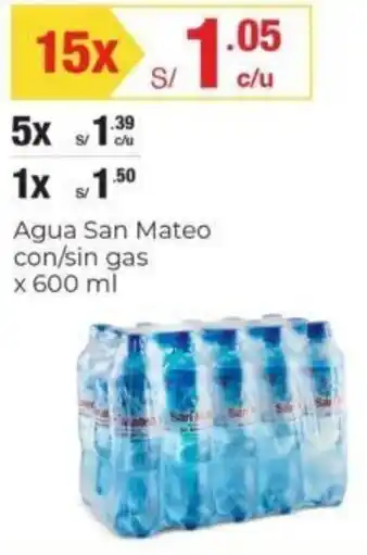 Metro Agua San Mateo con/sin Gas 15x600ml oferta
