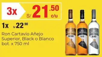 Metro Ron Cartavio Añejo Superior/Black/ Blanco bot 3x750ml oferta