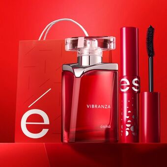 Ésika Set edición especial máscara mega full size + perfume de mujer vibranza oferta
