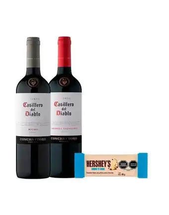 Sumon Licores Vino casillero del diablo reserva 750ml x2und hersheys 40gr oferta