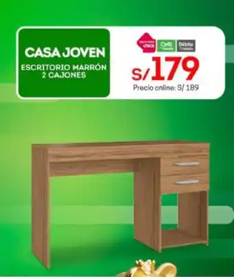 Tottus Casa Joven Escritorio Marrón 2 cajones oferta