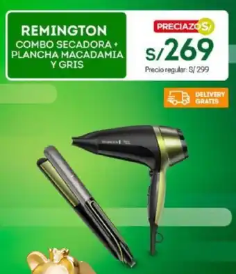 Tottus Remington Combo Secadora + Plancha Macadami y Gris oferta